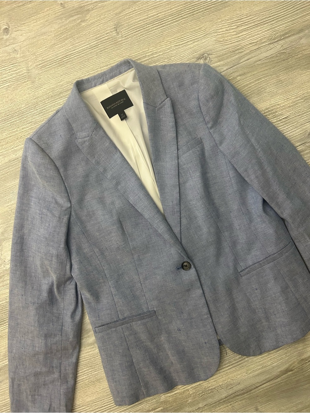 Banana Republic Light Blue Linen Cotton Blend Blazer Jacket 12 Quiet Luxury